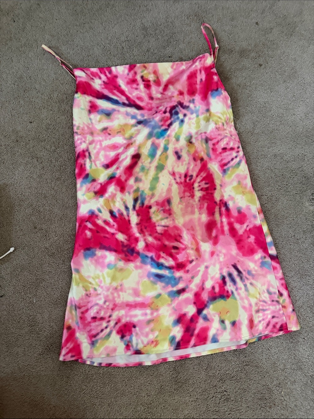 Flynn Skye Multicolor Tie-Dye Maxi Skirt with Pink Accents